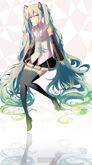 Anime girl with long silver hair and headphones
