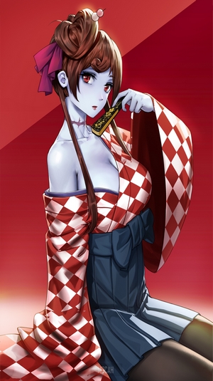 Yugiri from Zombieland Saga holding a fan
