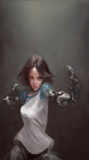 Alita from Alita: Battle Angel fan art painting