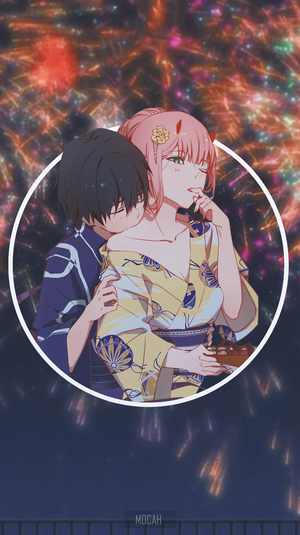 Zero Two and Hiro from Darling in the FranXX in Yukatas