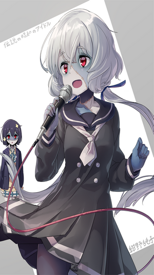 Junko Konno and Ai Mizuno from Zombieland Saga singing