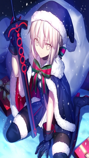 Okita Souji from Fate/Grand Order in Santa Outfit