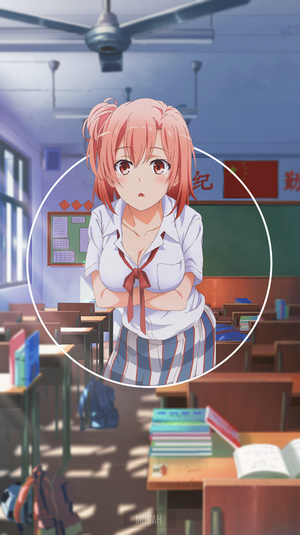 Pink-Haired Anime Girl in School Classroom