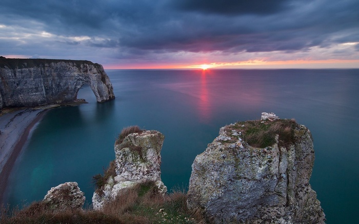 Etretat cliffs at sunset, Normandy, France
