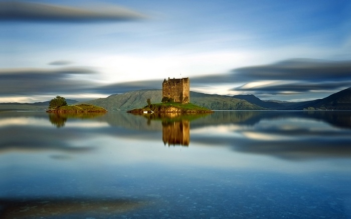 Castle on an island in a lake