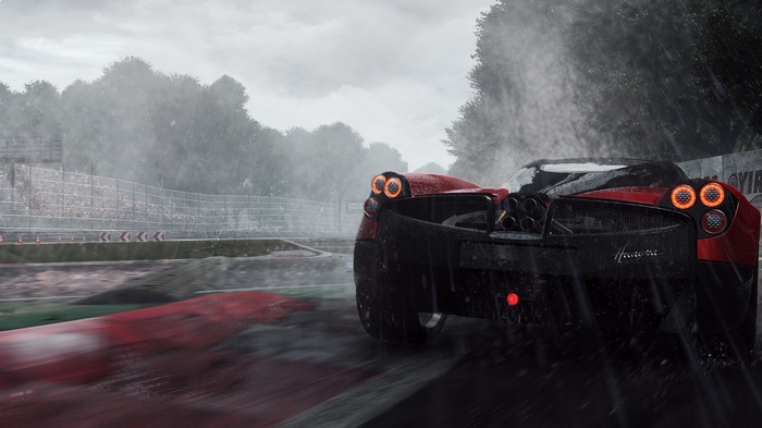 Pagani Huayra on a wet race track