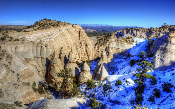 Tent Rocks National Monument with snow