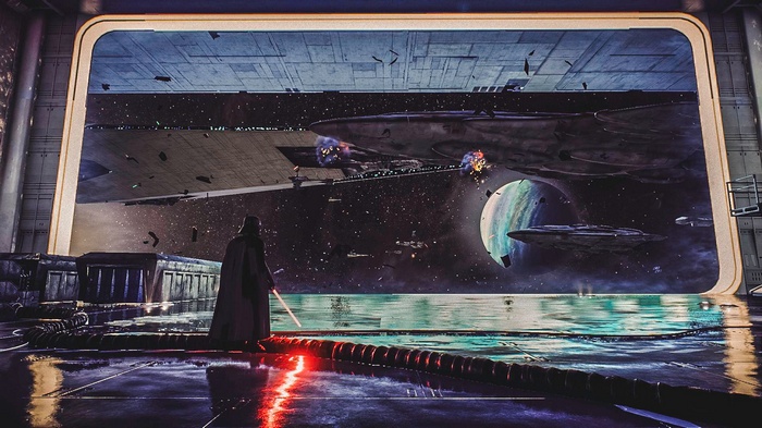 Darth Vader from Star Wars in space battle