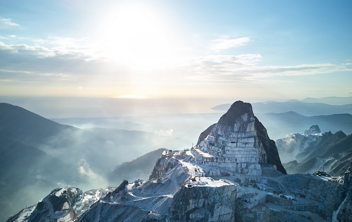 Marble quarry in the mountains under the sun