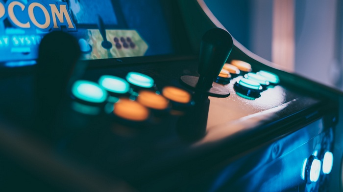 Capcom Arcade Machine with Joysticks and Buttons