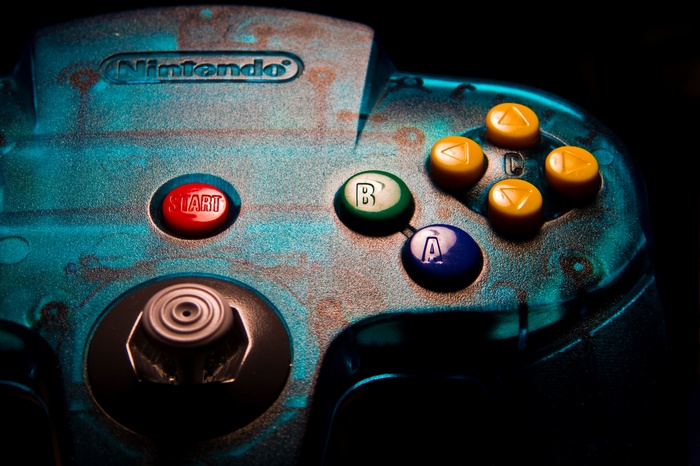 Nintendo 64 controller with colorful buttons