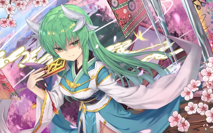 Kiyohime from Fate/Grand Order holding a fan