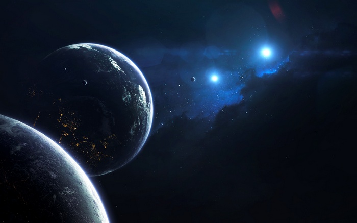 Planets and stars in deep space by Vadim Sadovski