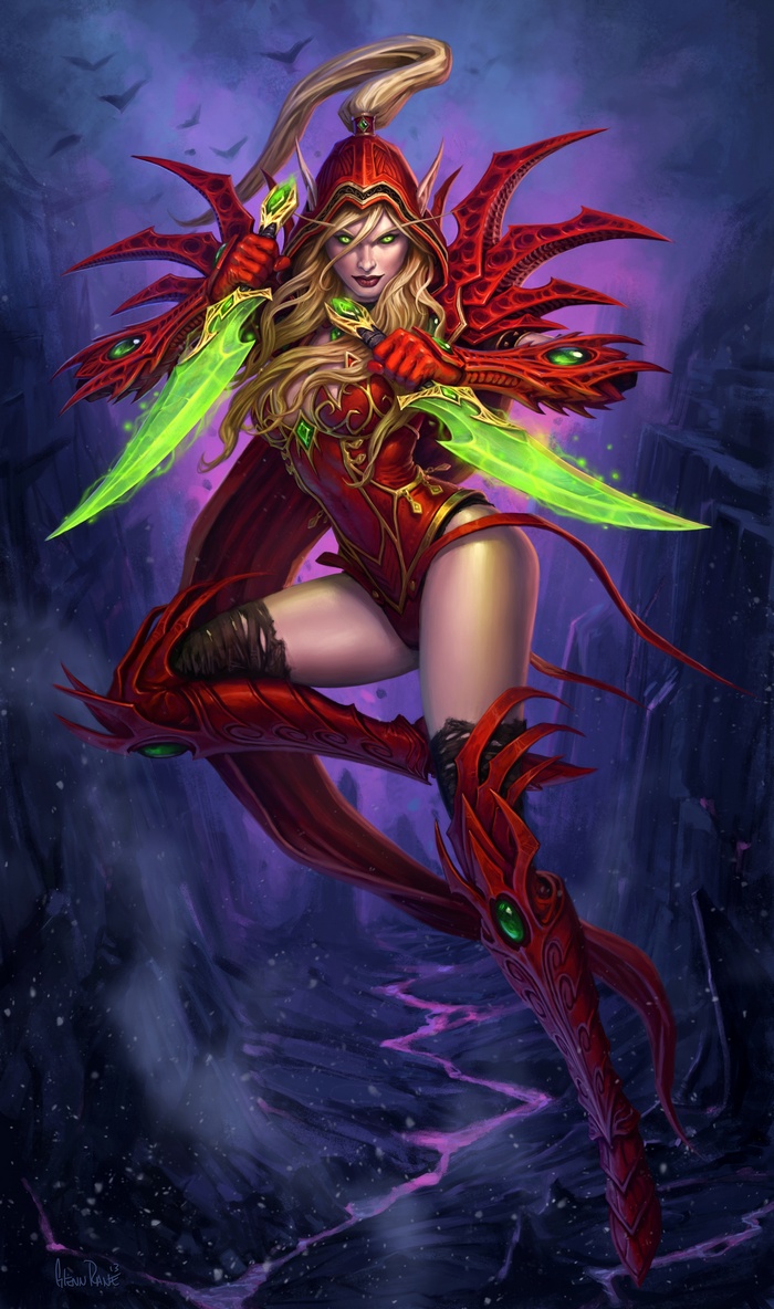 Valeera Sanguinar from Warcraft holding daggers