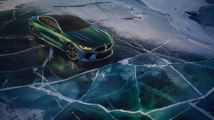 BMW M8 Gran Coupe on cracked ice
