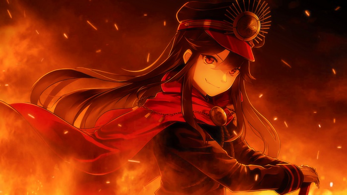 Oda Nobunaga from Fate/Grand Order in flames