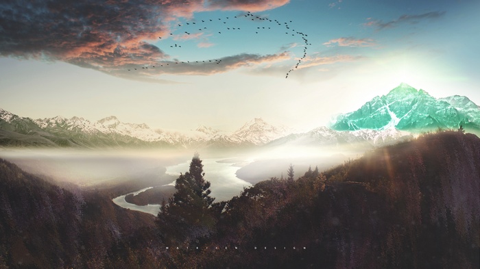 Matrizen Design photo manipulation of mountains and river