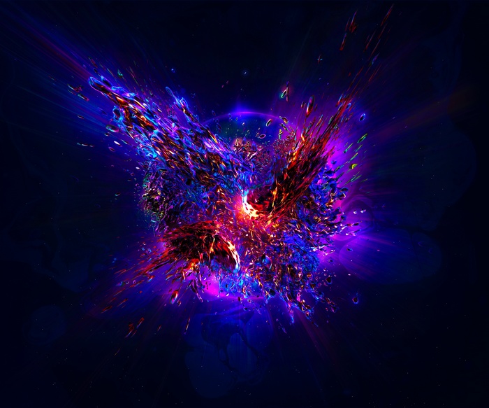 Abstract colorful explosion of light and particles