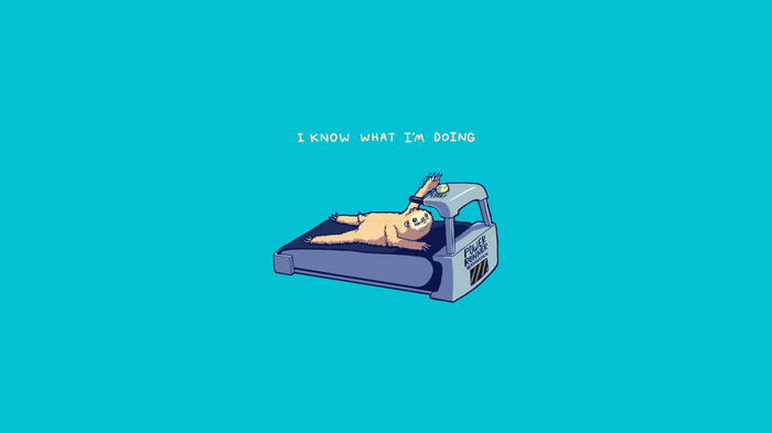 Sloth on a treadmill with text
