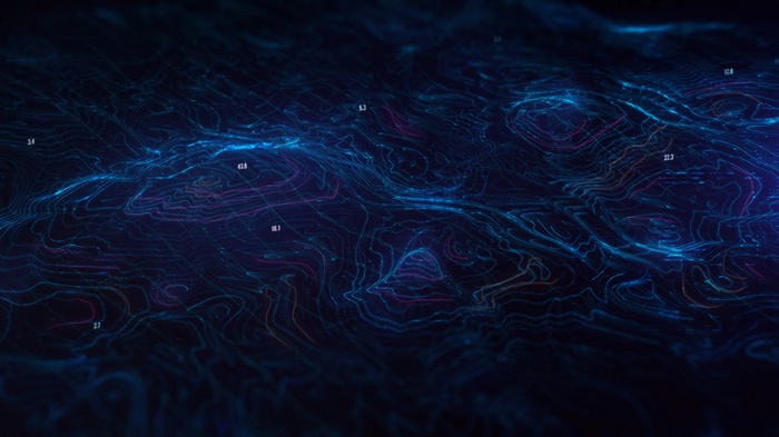Abstract topographic map with glowing contour lines