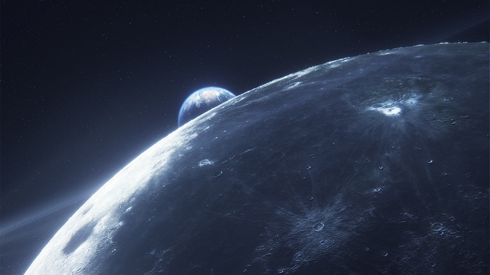 Earth and Moon in Space