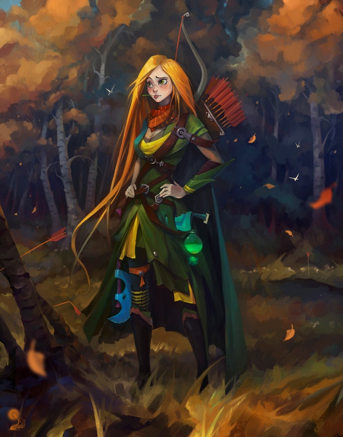 Windranger from Dota 2 in a forest