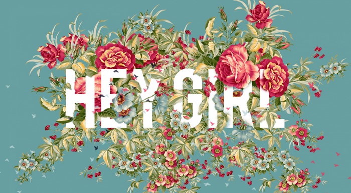 Floral pattern with "Hey Girl" text