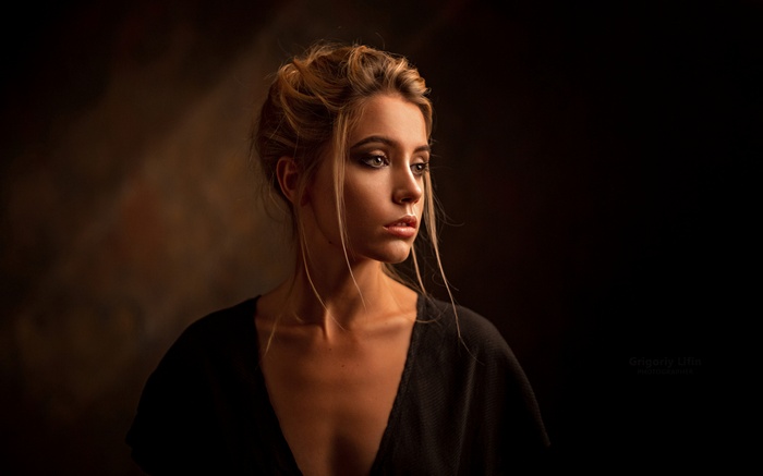 looking away, women, Grigoriy Lifin, Ksenia Kokoreva, blonde, portrait