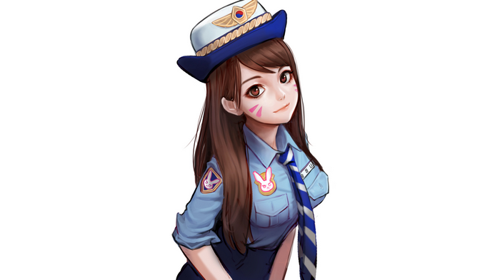 D.Va from Overwatch as a police officer