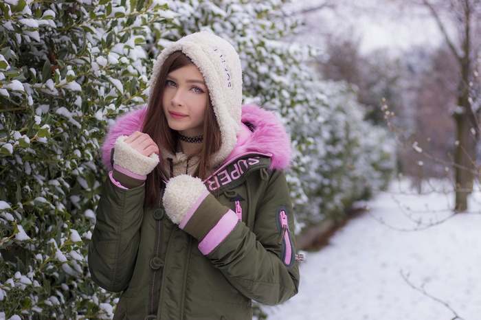 Karina Kozyreva in a winter jacket outdoors