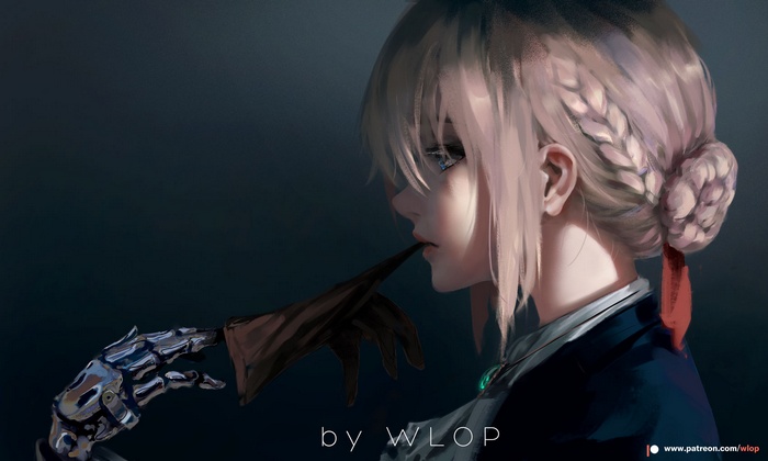blonde, Violet Evergarden (anime), Violet Evergarden, anime girls, WLOP