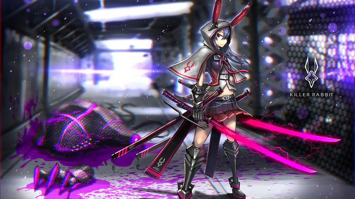 Killer Rabbit anime girl with swords