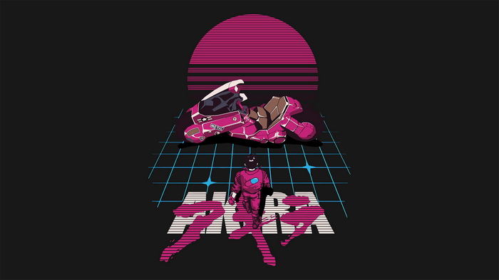 motorcycle, neon, simple background, Akira, kaneda