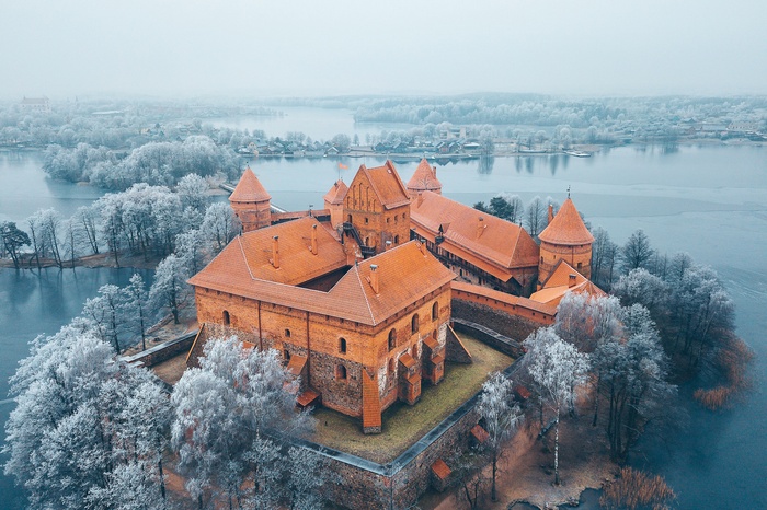 Trakai Island Castle in Lithuania during winter