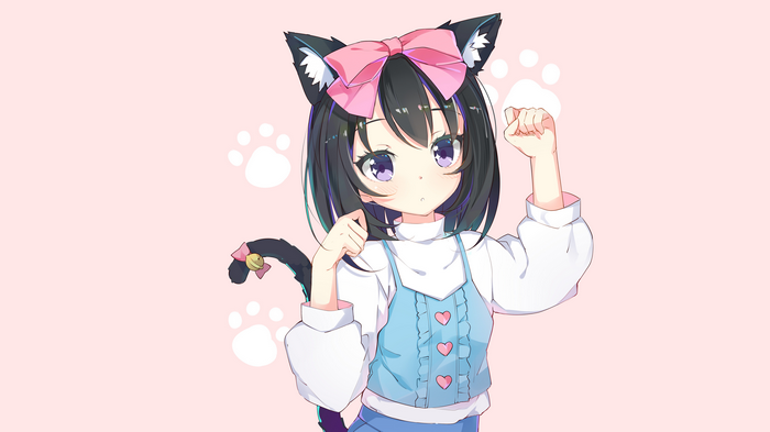 Anime girl with cat ears and tail
