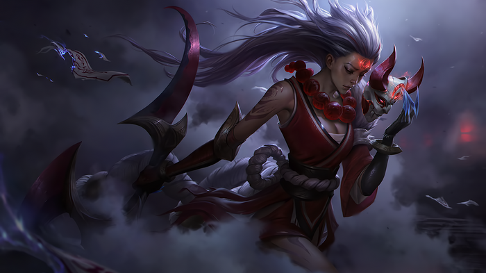 Diana from League of Legends holding a mask