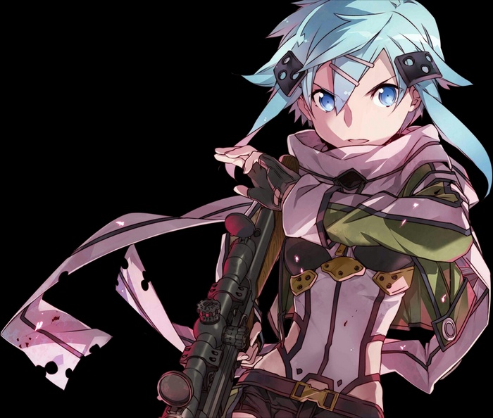 Sinon from Sword Art Online with sniper rifle