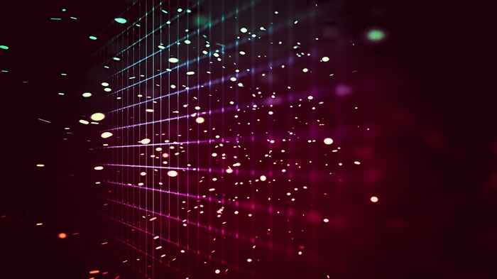 Abstract digital grid with glowing particles