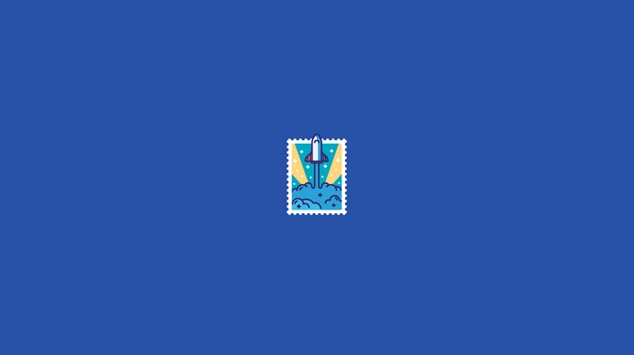 Stamp with a rocket launching