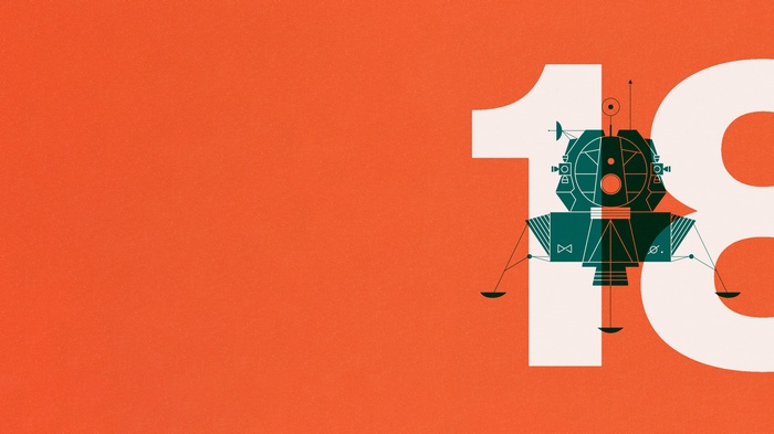 Lunar Lander graphic design with numbers 18
