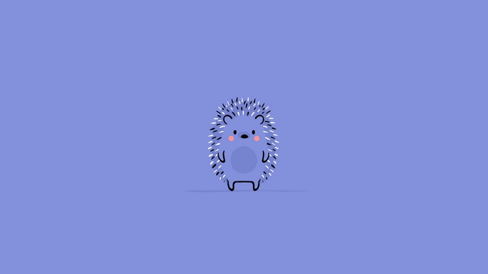 Cute cartoon hedgehog on a blue background