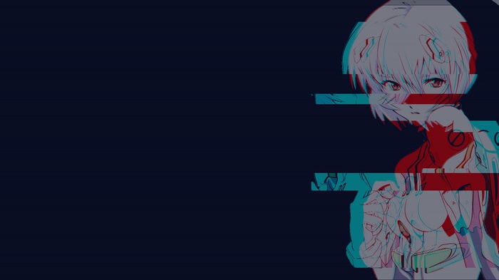 Ayanami Rei, vaporwave, simple background, Neon Genesis Evangelion, anime girls, mecha girls