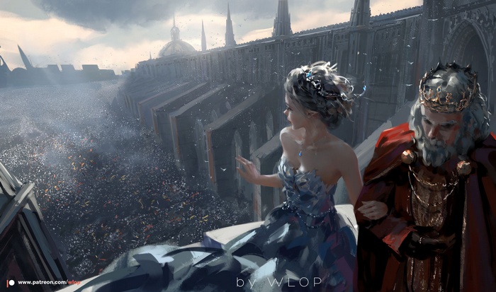 dress, princess, fantasy art, WLOP, anime girls