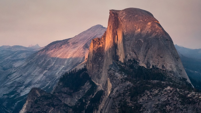 Half Dome mountain at sunset