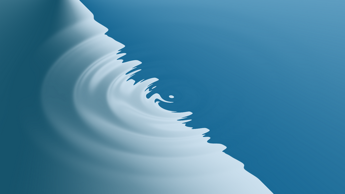 Blue abstract background with swirling white liquid