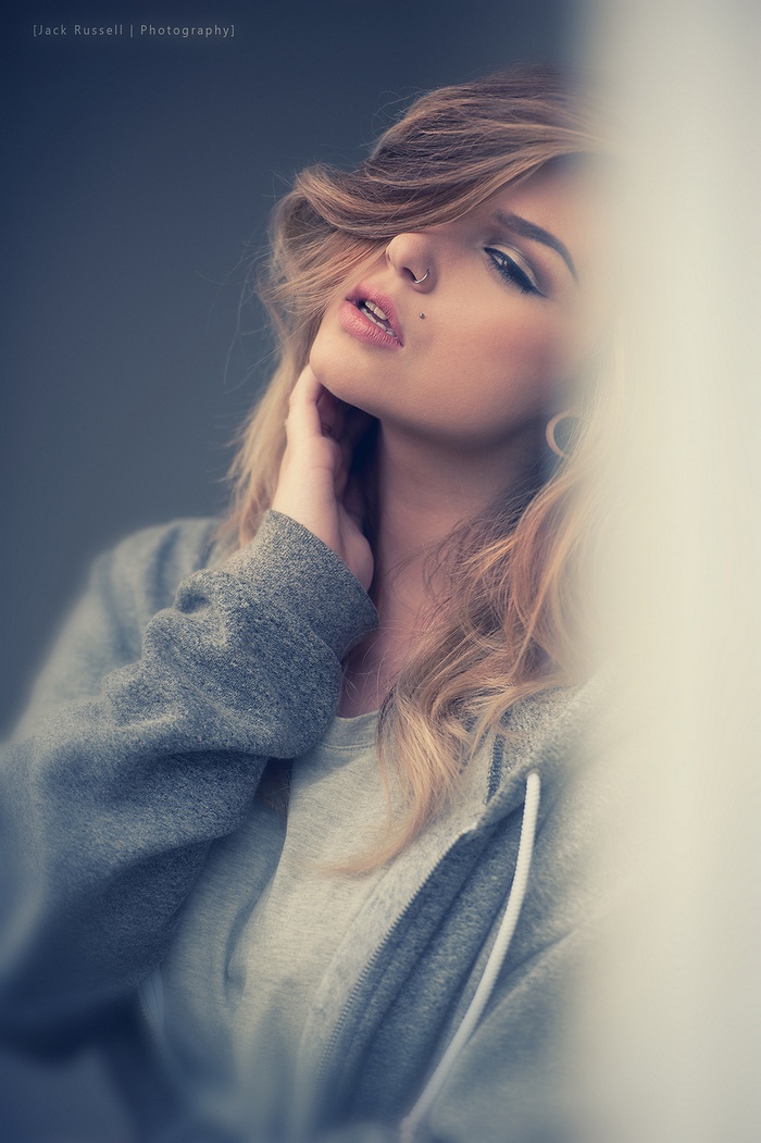 Portrait of a young woman with blonde hair