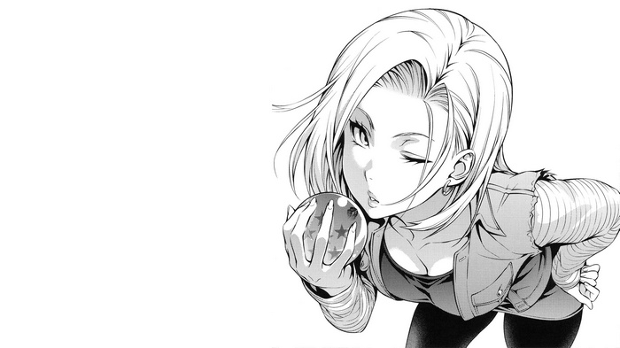 Android 18 from Dragon Ball Z holding a Dragon Ball