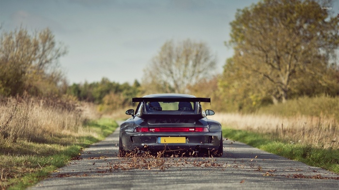 Porsche 911 RWB on a country road