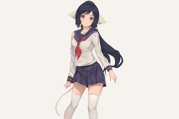 Kuon from Utawarerumono in a school uniform