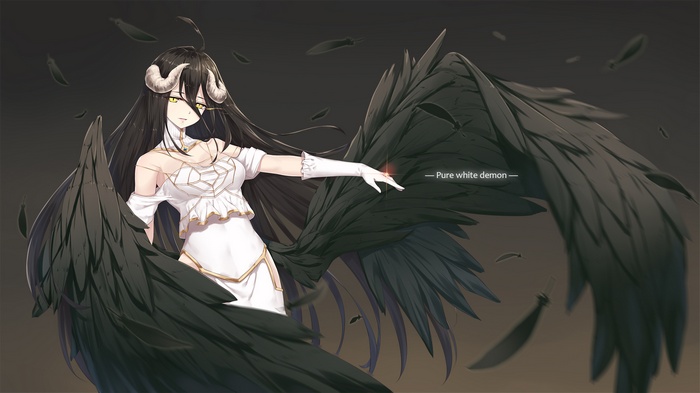 Overlord (anime), anime girls, wings, Albedo (OverLord)